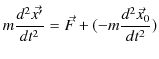$\displaystyle m\dfrac{d^{2}\vec{x'}}{dt^{2}}=\vec{F}+(-m\dfrac{d^{2}\vec{x}_{0}}{dt^{2}})$