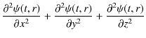 $\displaystyle \dfrac{\partial^{2}\psi(t,r)}{\partial x^{2}}+\dfrac{\partial^{2}\psi(t,r)}{\partial y^{2}}+\dfrac{\partial^{2}\psi(t,r)}{\partial z^{2}}$