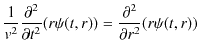 $\displaystyle \dfrac{1}{v^{2}}\dfrac{\partial^{2}}{\partial t^{2}}(r\psi(t,r))=\dfrac{\partial^{2}}{\partial r^{2}}(r\psi(t,r))$