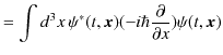 $\displaystyle =\int d^{3}x\,\psi^{*}(t,\bm{x})(-i\hbar\dfrac{\partial}{\partial x})\psi(t,\bm{x})$